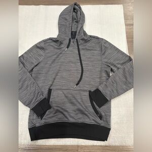 [L]Prana Striped Gray and Black Hoodie